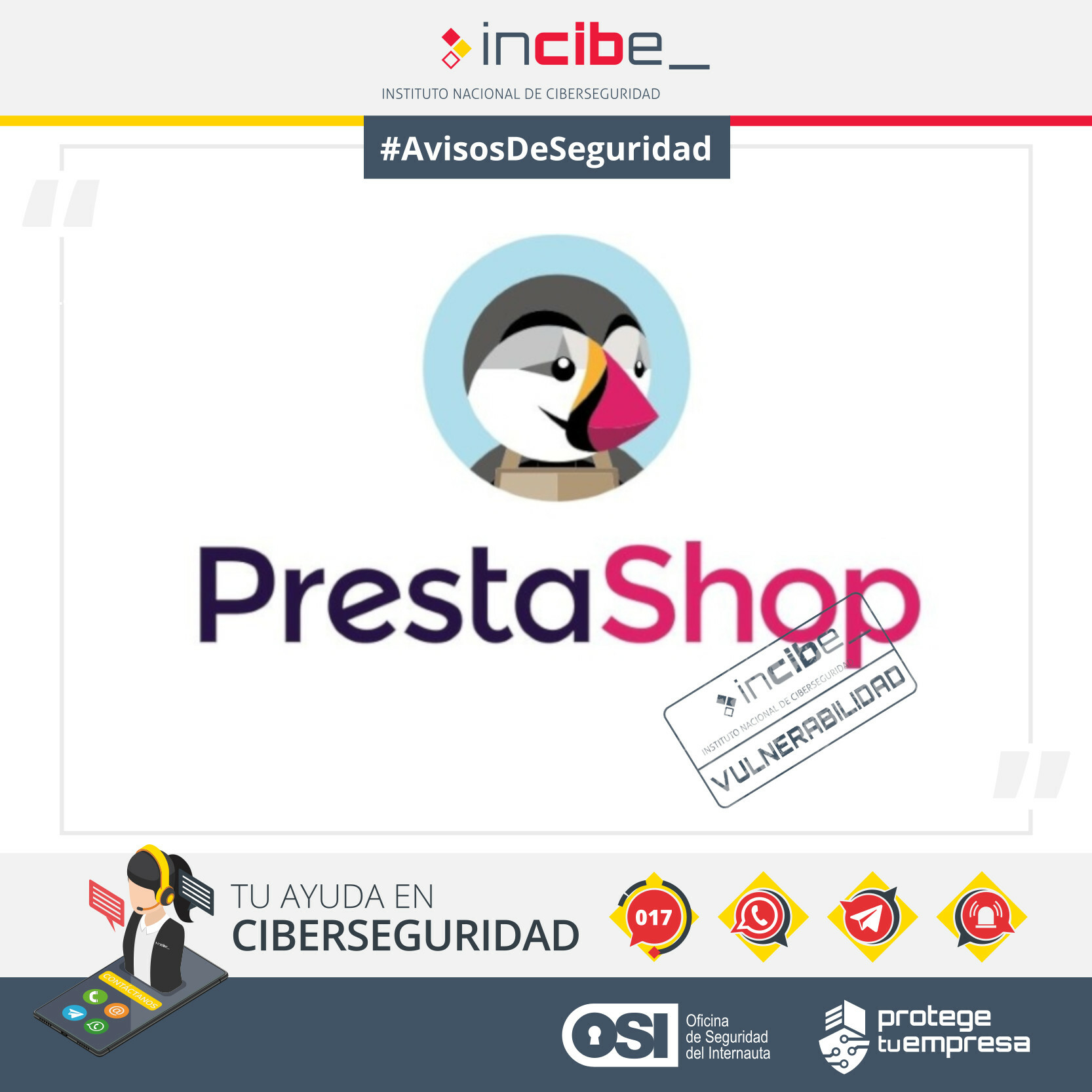 Logo PrestaShop con el sello y el marco de PtE