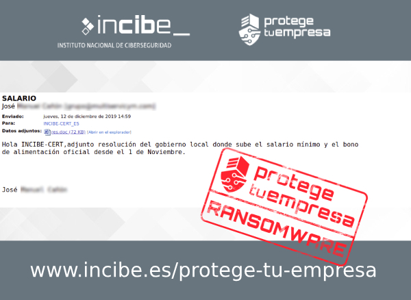 Imagen que muestra un correo fraudulento con asunto salario y con archivo adjunto