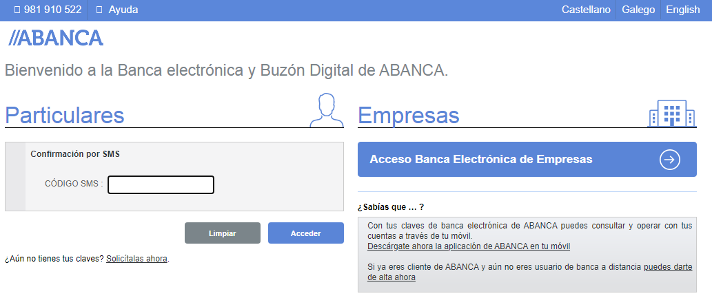 Aviso de seguridad 15/09/2020 - Introducir SMS recibido