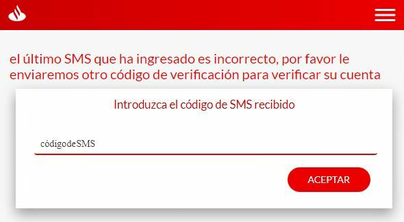 SMS incorrecto