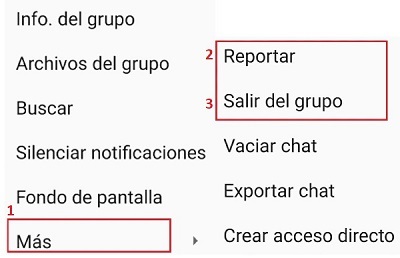 Reportar y Salir del grupo