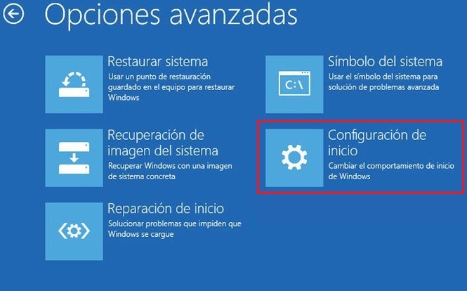 Configuración de inicio