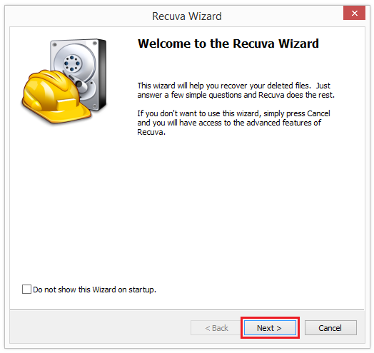 Recuva - wizard