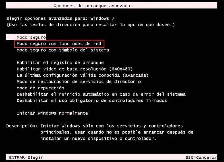 Windows 7 - Opciones avanzadas