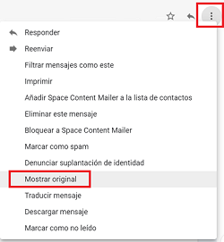 Correo Gmail mostrar original