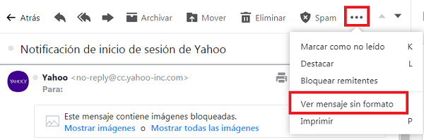 Yahoo mail see message