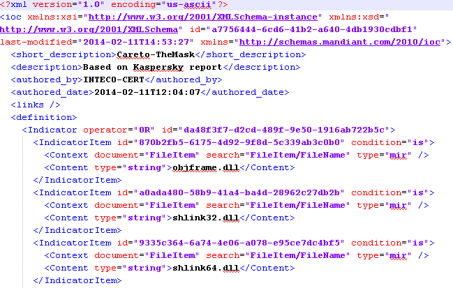 extensión IOC y que corresponde a un XML