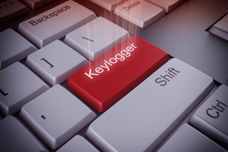 teclado con palabra keylogger en rojo