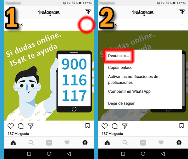 Reportar Instagram