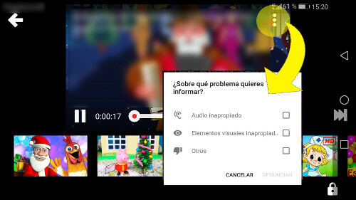 Denuncia de contenido en YouTube Kids