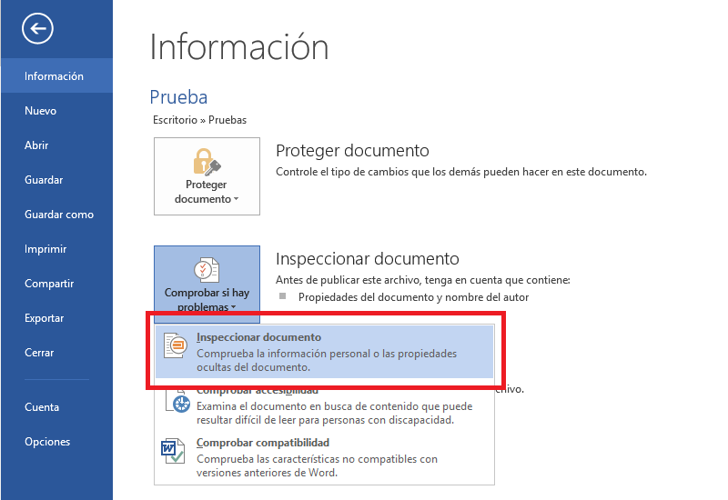 Inspeccionar documento