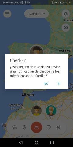 Captura de pantalla | Envío de un check-in en android