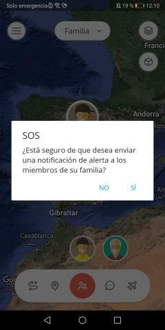 captura de pantalla |enviando mensaje de SOS 