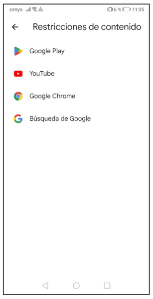 captura de pantalla | restricciones de contenido