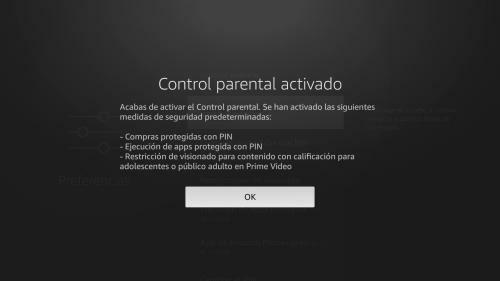 Control parental activado