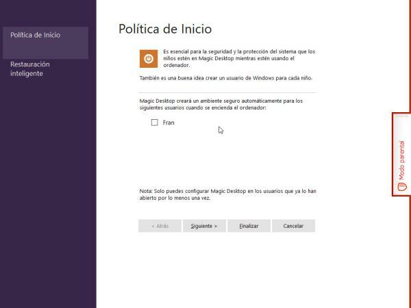 Política de Inico de Magic Desktop