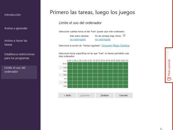 Panel de selección primero tareas y luego  juegos