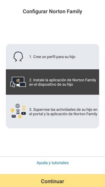 Norton Family – Configuración del dispositivo del adulto y alta del perfil del menor:
