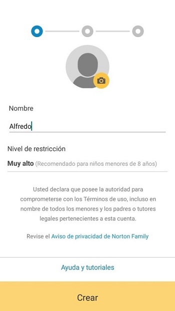 Norton Family – Configuración del dispositivo del adulto y alta del perfil del menor