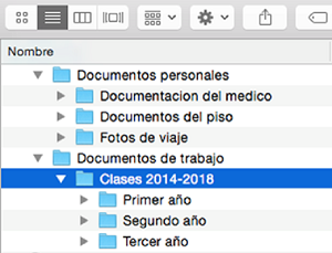  Detalle de la estructura de carpetas en un Mac 