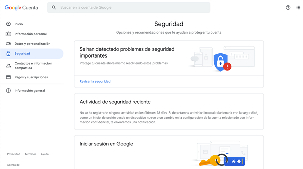 Opciones de seguridad de ‘Gmail‘