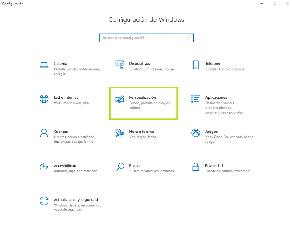 Ventana de ‘Configuración de Windows’