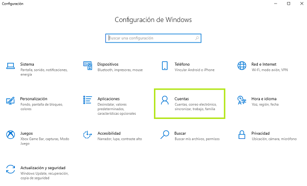  Ventana de ‘Configuración de Windows’