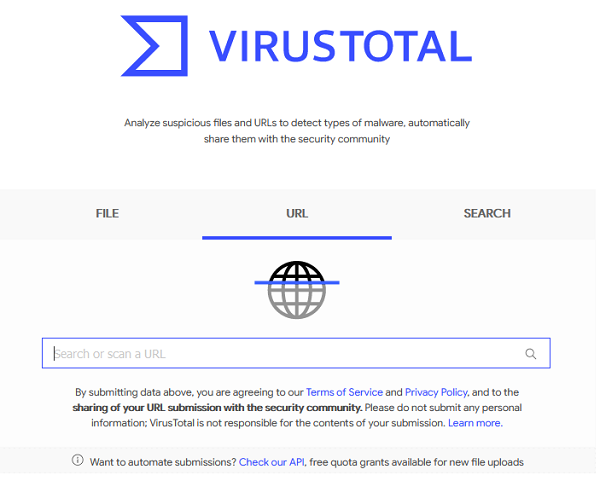 Página web de virus total.