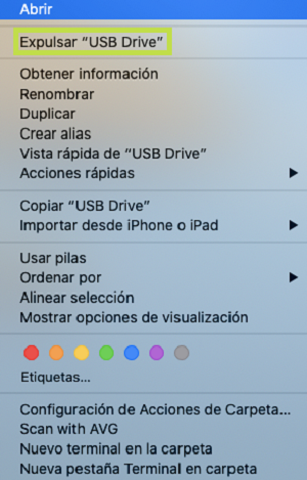 Desplegable de icono USB