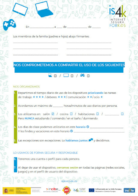 Pacto para compartir los dispositivos familiares con seguridad