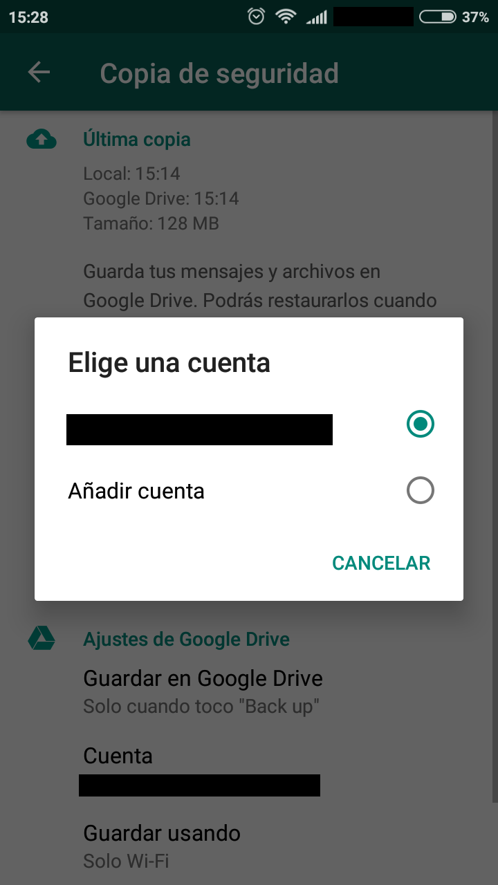 Elegir cuenta Google