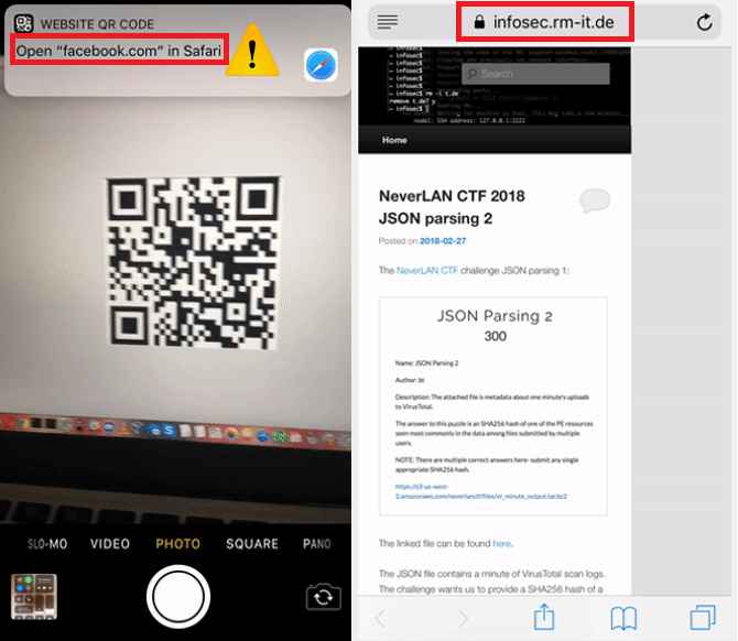 Código QR y dirección web real