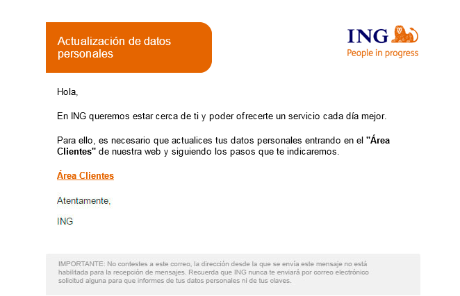 Aviso OSI - Correo fraudulento ING