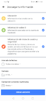 Descarga tu información opciones 
