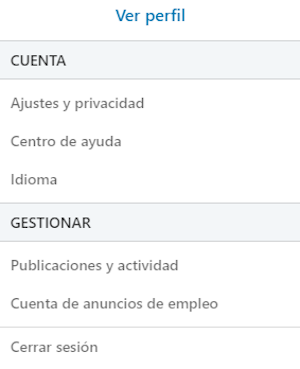 Perfil opciones LinkedIn