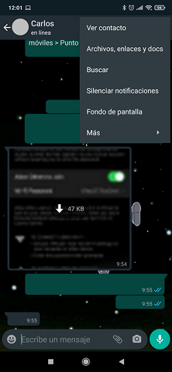 Imagen conversación menú