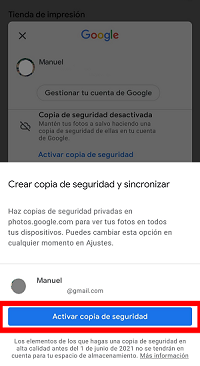 activar copia de seguridad