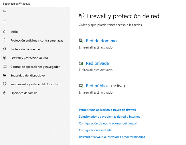 Imagen Firewall y protección de red