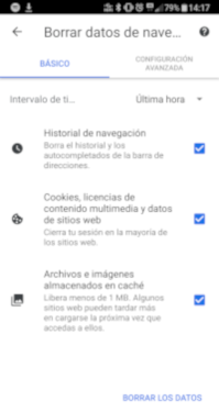 Borrar datos de navegación del navegador de Android