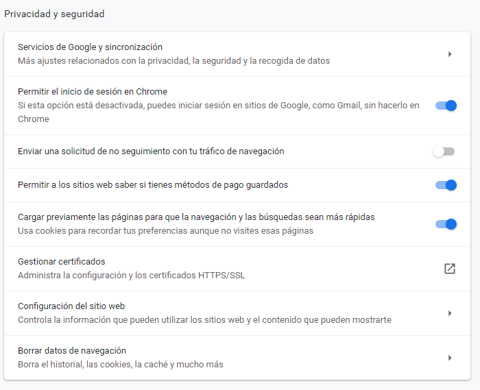 Cómo configurar la seguridad y privacidad del navegador