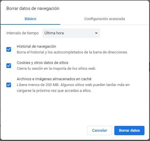 Pasos para borrar los datos de navegación