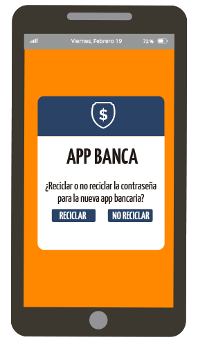 Ejemplo reciclaje o no de la contraseña de una app bancaria