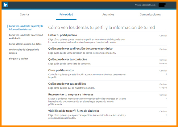 Blog OSI - Configuración cuenta privacidad LinkedIn