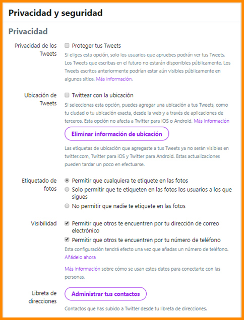 Blog OSI - Configuración privacidad cuenta Twitter