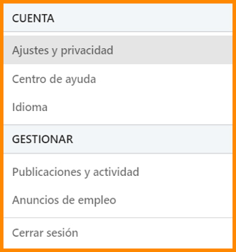 Blog OSI - Selección menu ajuestes y privacidad LinkedIn