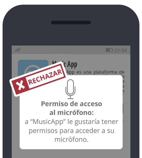 Music App: Rechazar acceso al micrófono