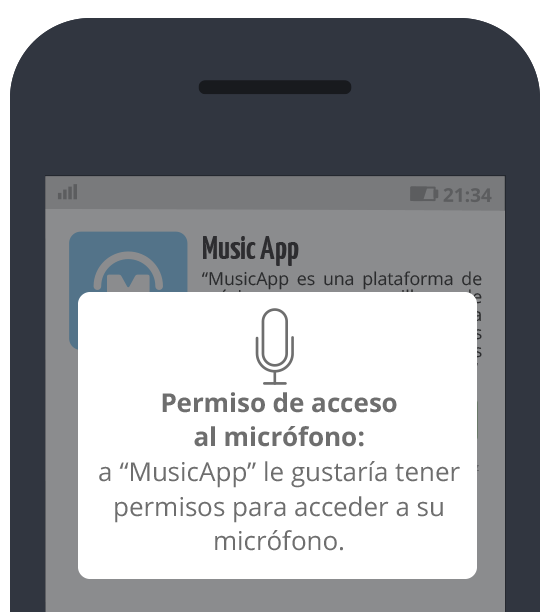 Music App: Petición confirmación de acceso al micrófono