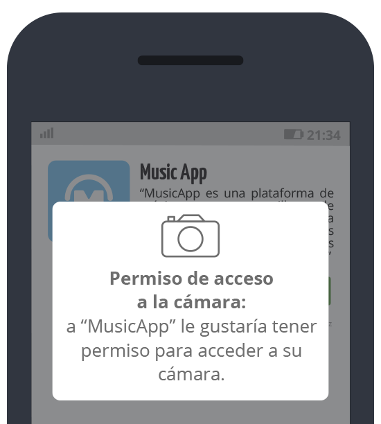 Music App: Petición confirmación de acceso a la cámara
