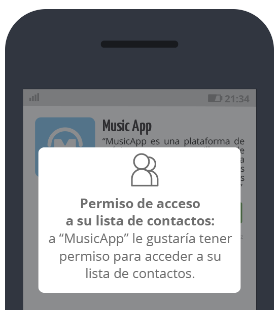 Music App: Petición confirmación de acceso a la lista de contactos