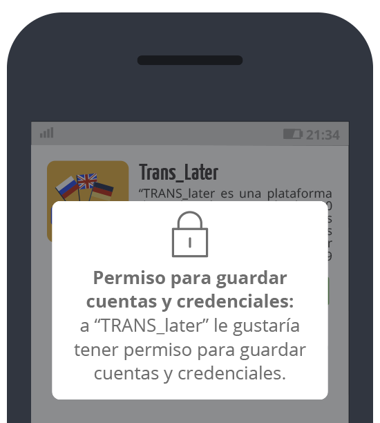 Trans_Later: Petición confirmación para gaurdar cuentas y credenciales